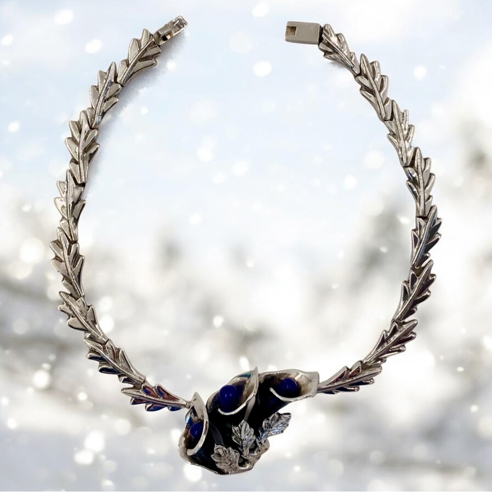 Vtg Taxco Mexico 950 Sterling & Lapis Lazuli Artisan Statement Necklace 136grams - Picture 5 of 10